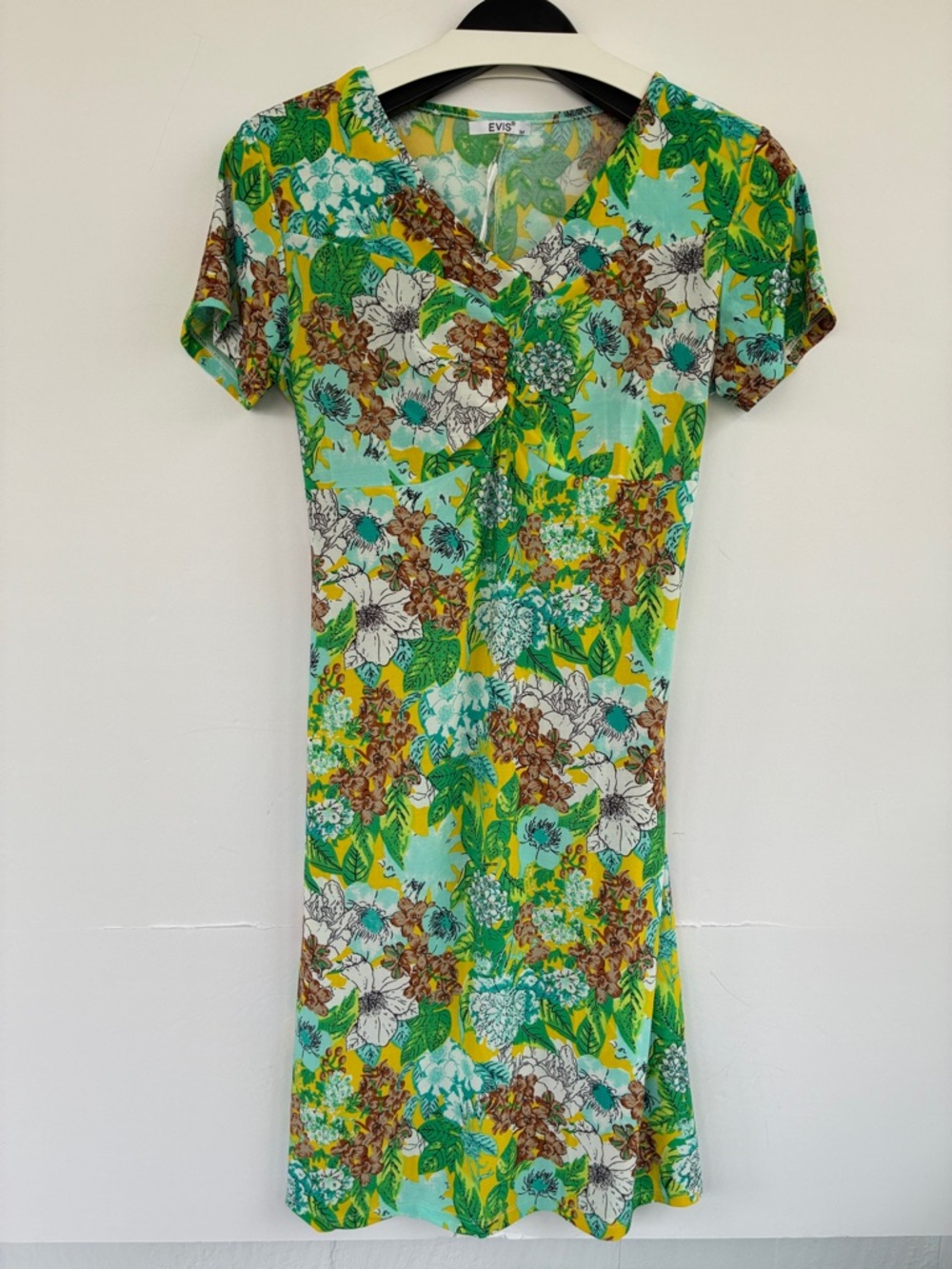 Evid Floral Dress Green, Brown, Yellow 100% Viscose Medium